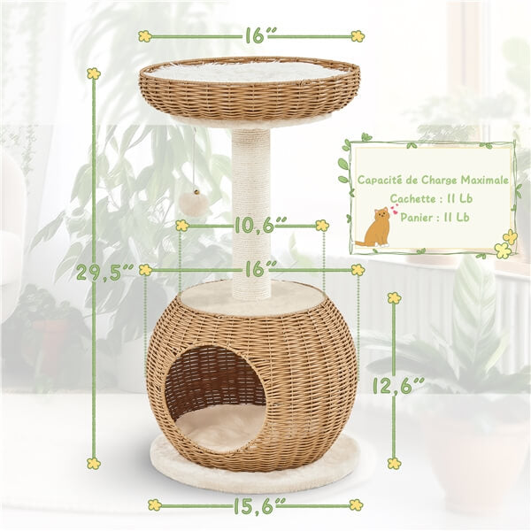 29.5″ Tall Rattan Cat House