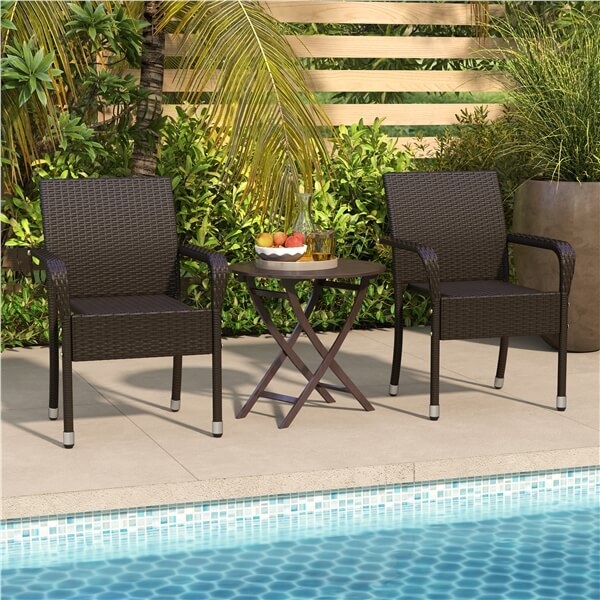 Yaheetech Set of 2 PE Outdoor Rattan Chair