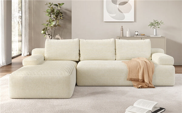 Yaheetech 110″ Corduroy Modular Sectional Sofa