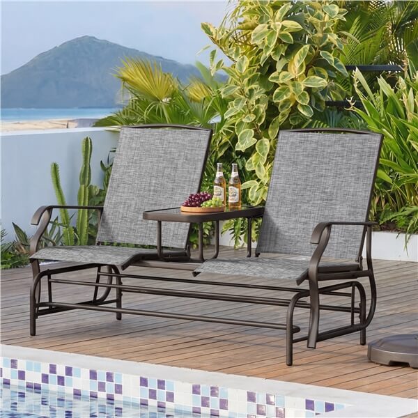 Yaheetech 2-Seat Outdoor Glider with Center Table