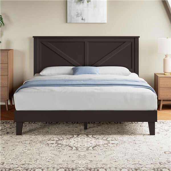 Yaheetech  Queen Farmhouse Wood Bed Platform
