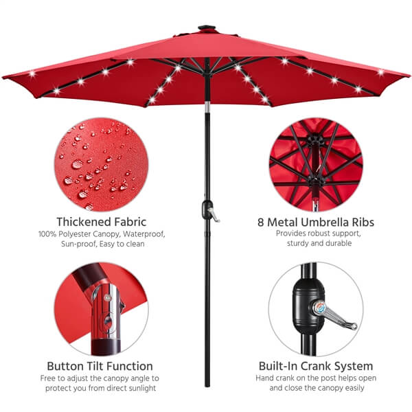 solar powered led cantilever patio umbrella