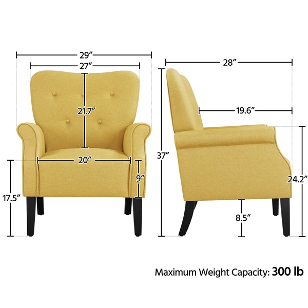 Yaheetech Mid-century Accent Armchair, Yellow