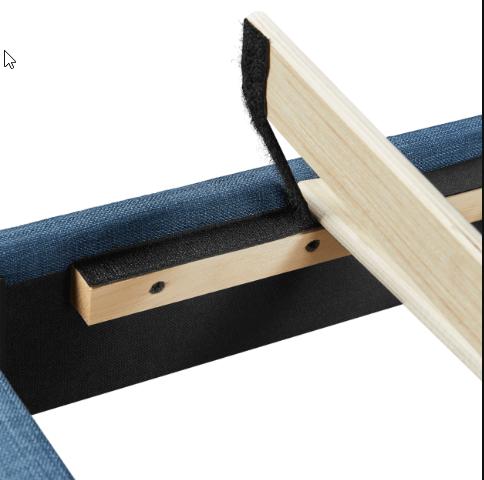 Upholstered Bed Frame with Wing Side, Navy Blue