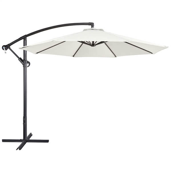 Yaheetech 10FT Outdoor Hanging Cantilever Umbrella, 8 Ribs with Crank & Cross Base for Backyard Garden, Cream Yaheetech 10FT Outdoor Hanging Cantilever Umbrella, 8 Ribs with Crank & Cross Base for Backyard Garden, Cream