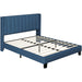 Upholstered Bed Frame with Wing Side, Navy Blue