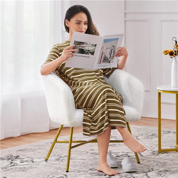 blue striped accent chair