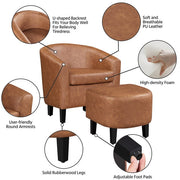 blue accent chair and ottoman