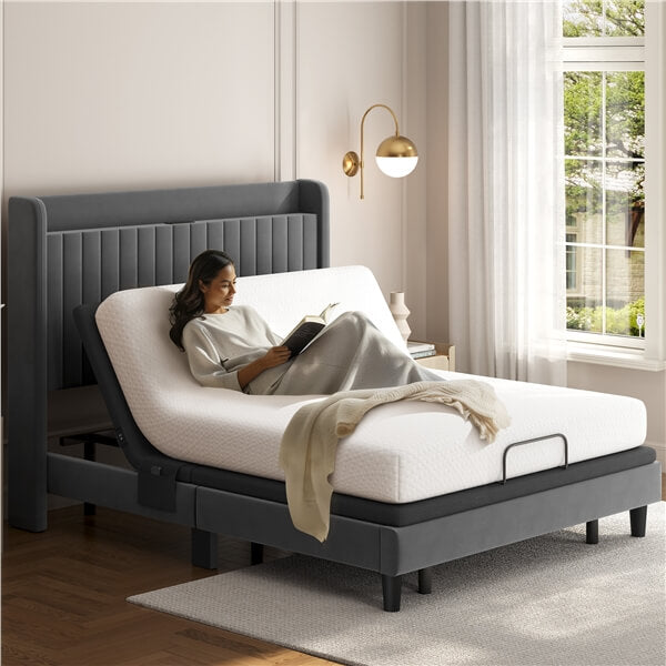 Yaheetech Adjustable Bed Frame with Massage and Remote — yaheetech