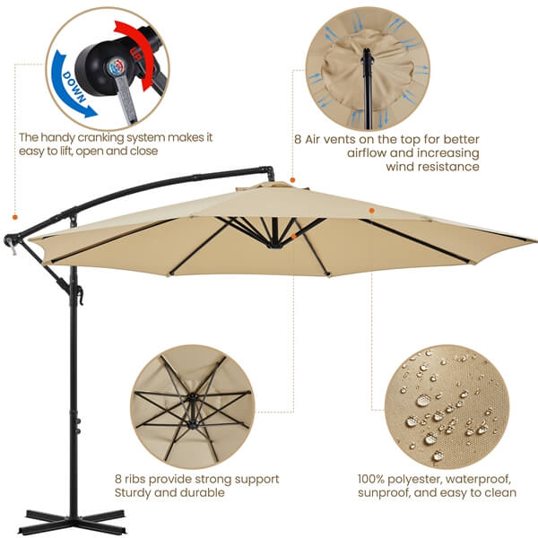 led offset hanging patio umbrella