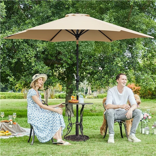 9 ft patio umbrella with base Yaheetech 9 ft. Patio Umbrella 95 in. H 6-Ribs Market Umbrella with Push Button Tilt and Crank, Grass Green