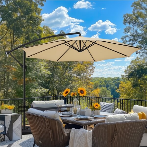 cantilever umbrella with led solar powered lights