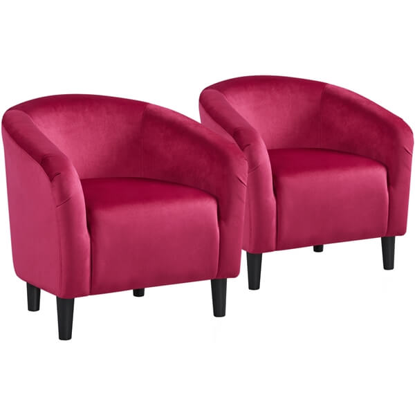 Yaheetech 2PCS Cozy Velvet Barrel Chair