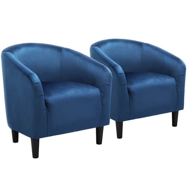 Yaheetech 2PCS Cozy Velvet Barrel Chair