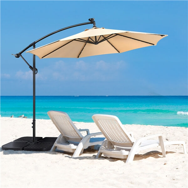 Yaheetech 10 ft Patio Offset Umbrella with Crank & Cross Base, Gray Yaheetech 10 ft Patio Offset Umbrella with Crank & Cross Base, Gray