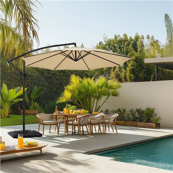 10 offset patio umbrella with solar led lights