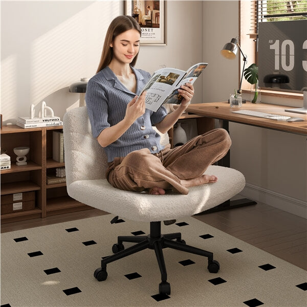 Yaheetech Ivory Boucle Swivel Chair