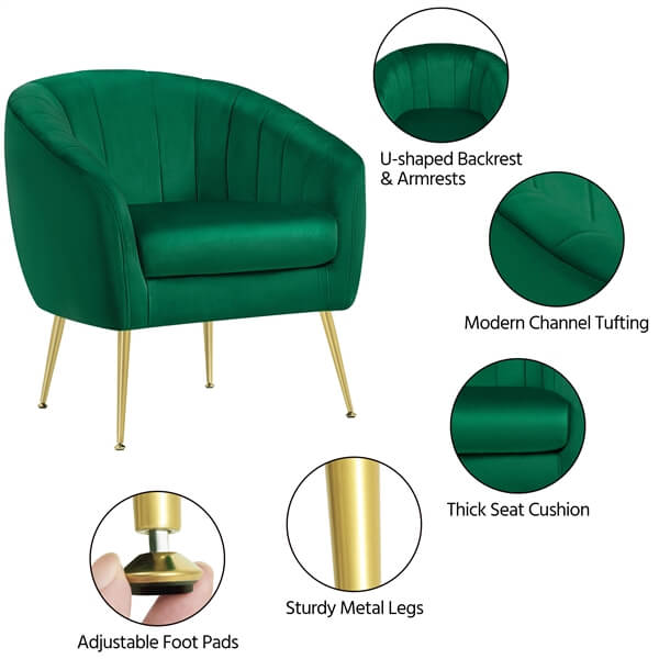 Yaheetech Velvet Accent Chair - Thumbnail 4