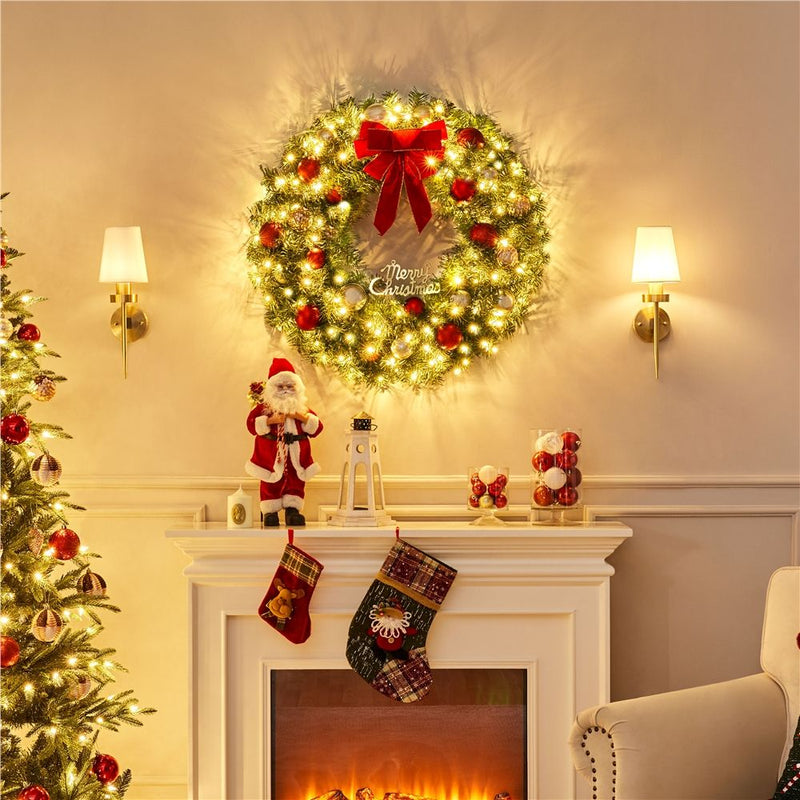 Yaheetech 30in Pre-lit Artificial Christmas Wreath