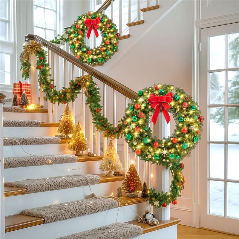 Yaheetech 30in Pre-lit Artificial Christmas Wreath