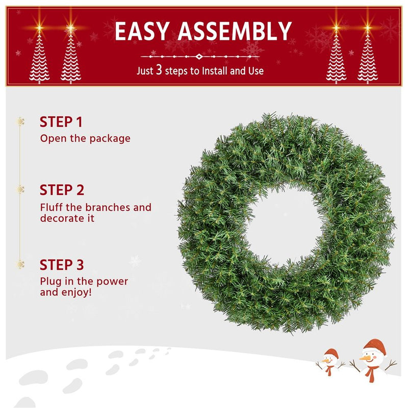 Yaheetech 30in Pre-lit Artificial Christmas Wreath