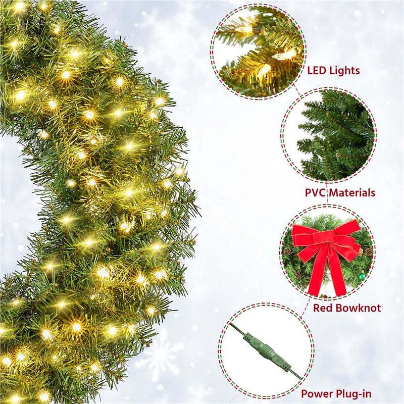 Yaheetech 30in Pre-lit Artificial Christmas Wreath