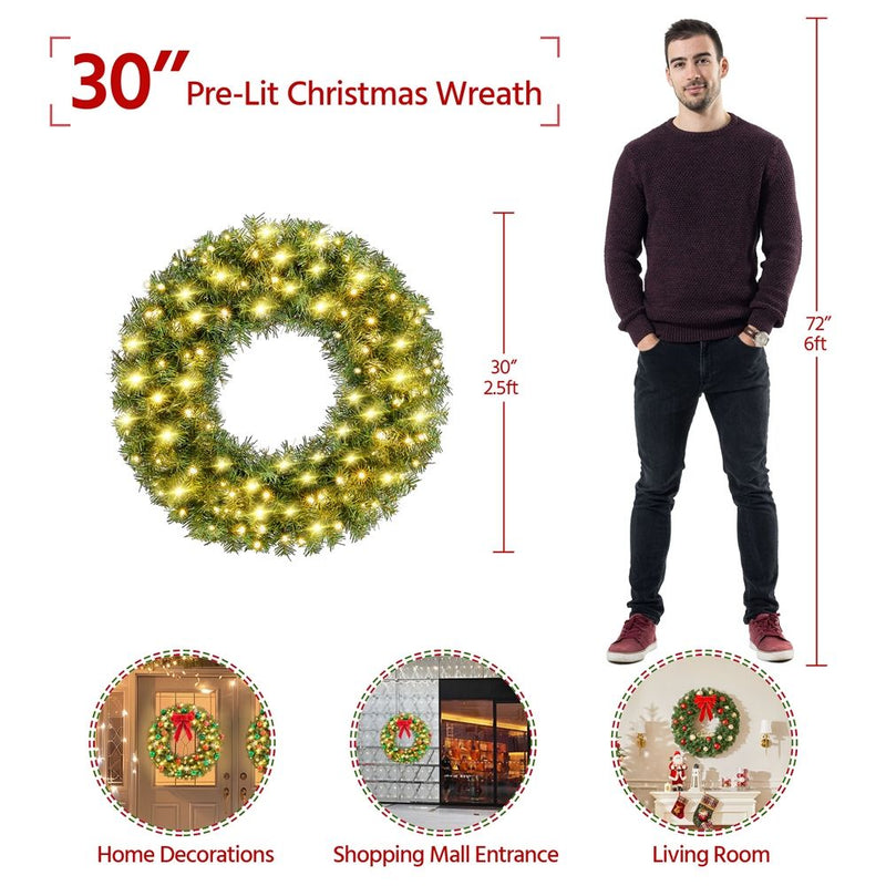 Yaheetech 30in Pre-lit Artificial Christmas Wreath