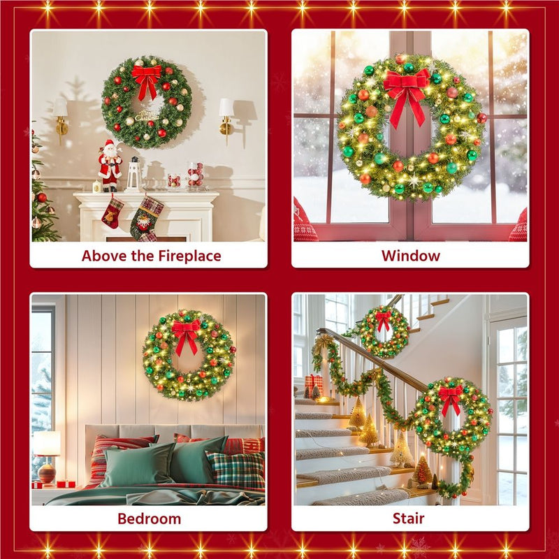 Yaheetech 30in Pre-lit Artificial Christmas Wreath