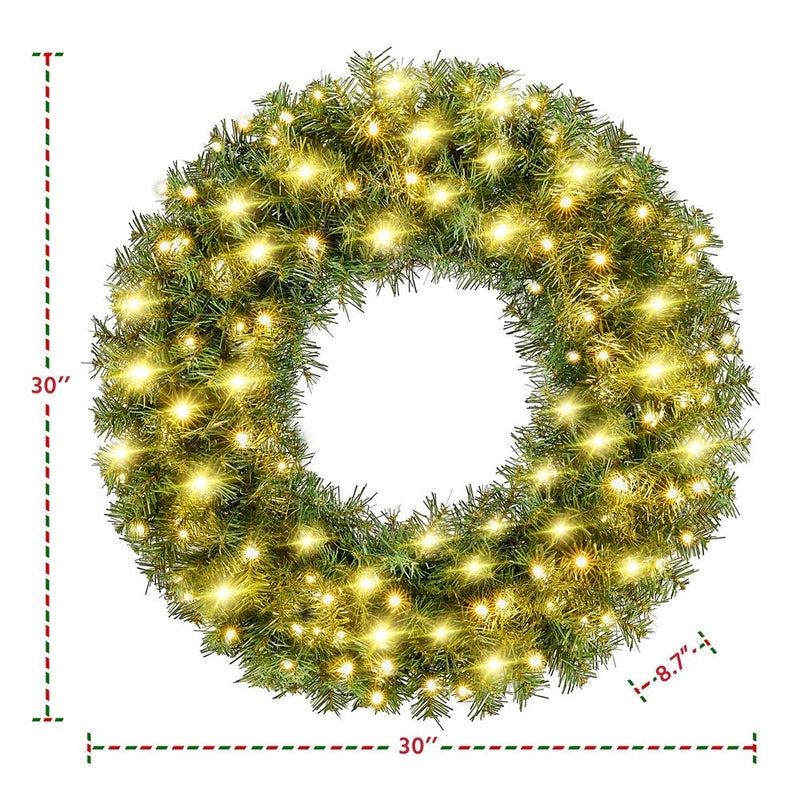 Yaheetech 30in Pre-lit Artificial Christmas Wreath