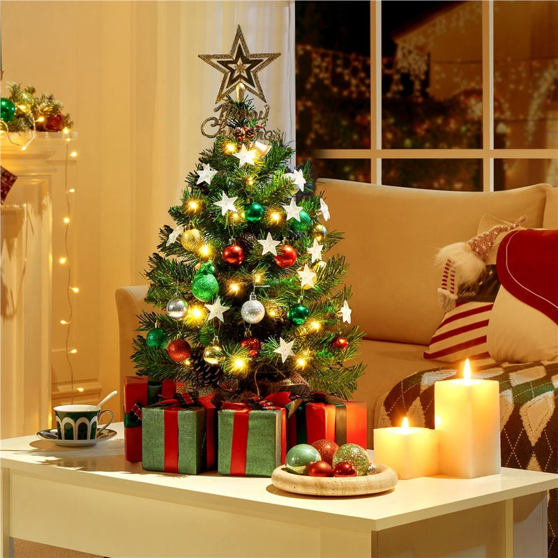 Yaheetech 2/3FT Pre-Lit Tabletop with LED Lights Mini Christmas Trees