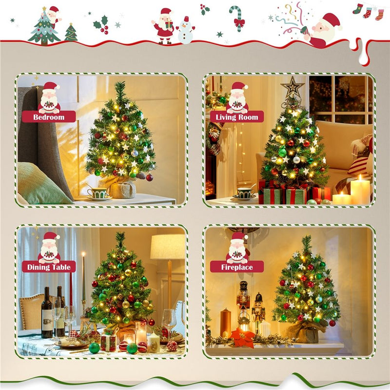 Yaheetech 2/3FT Pre-Lit Tabletop with LED Lights Mini Christmas Trees