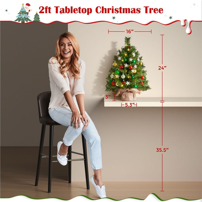 Yaheetech 2/3FT Pre-Lit Tabletop with LED Lights Mini Christmas Trees