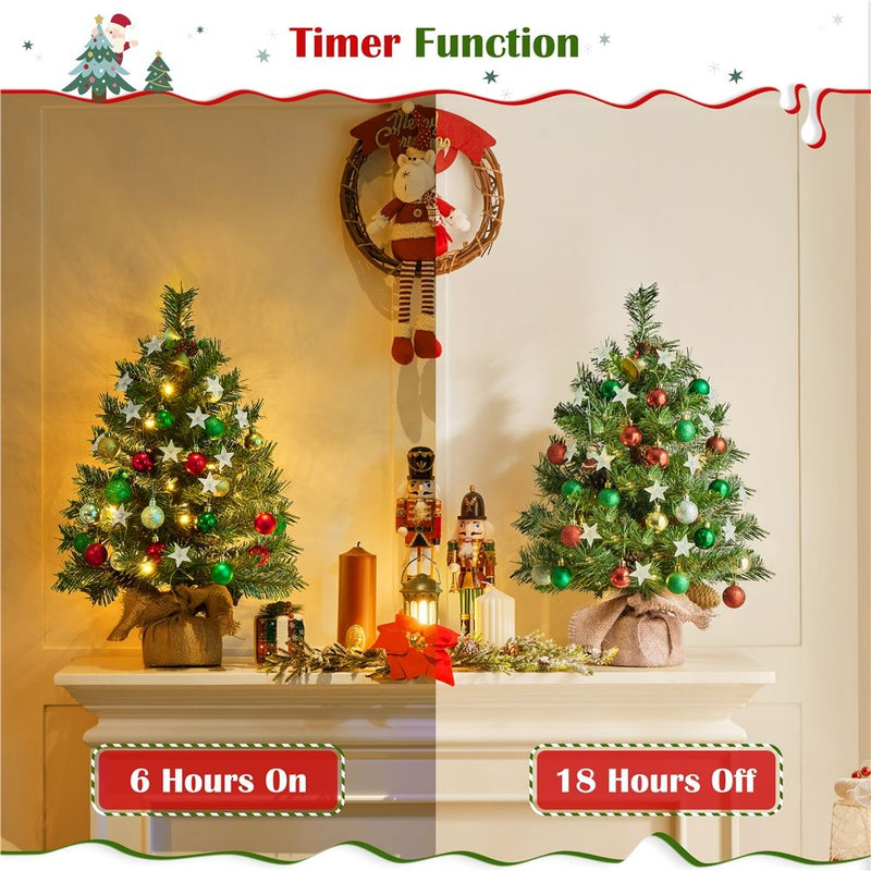 Yaheetech 2/3FT Pre-Lit Tabletop with LED Lights Mini Christmas Trees