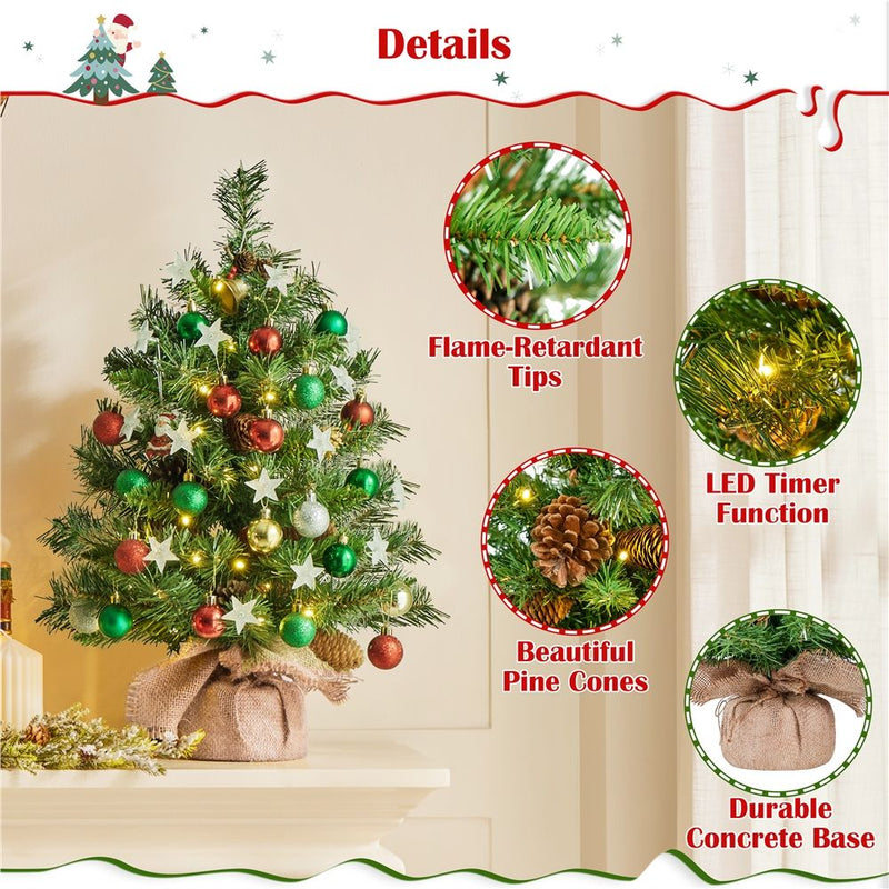 Yaheetech 2/3FT Pre-Lit Tabletop with LED Lights Mini Christmas Trees