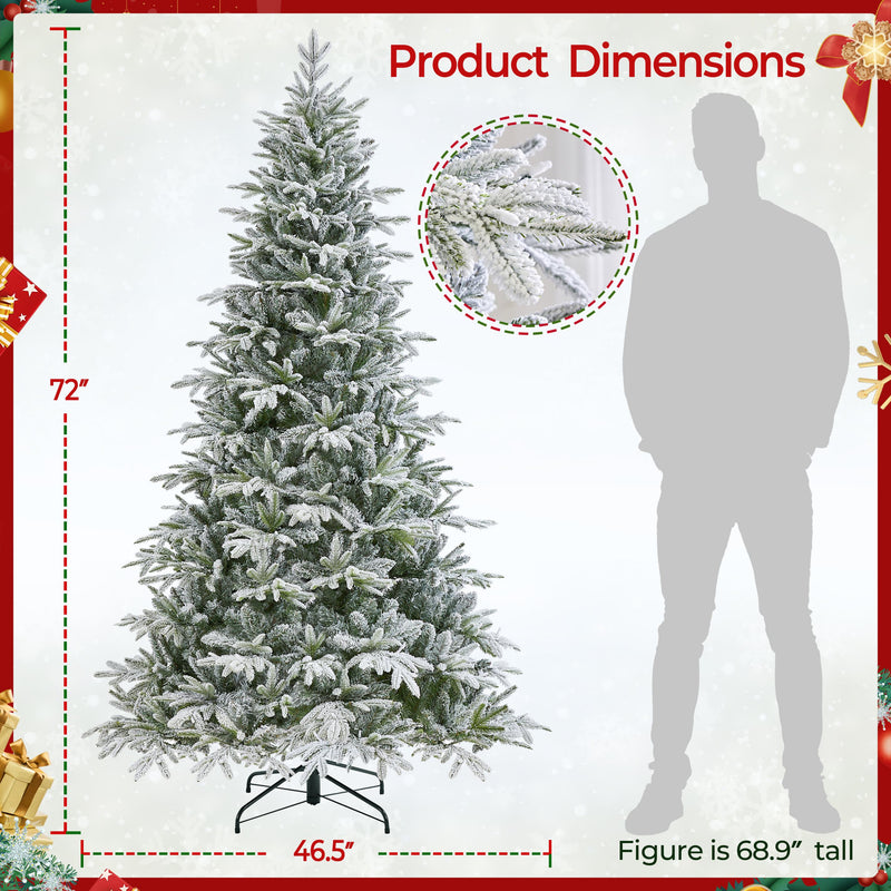 Yaheetech 6FT Pre-lit with LED Light Flocked Artificial Christmas Tree