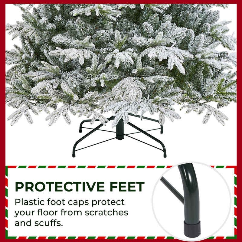 Yaheetech 6FT Pre-lit with LED Light Flocked Artificial Christmas Tree