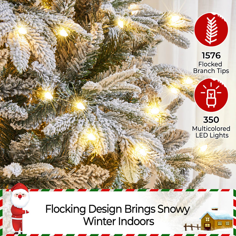 Yaheetech 6FT Pre-lit with LED Light Flocked Artificial Christmas Tree