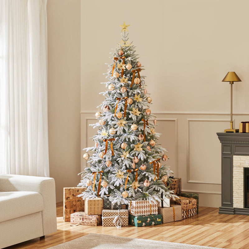 Yaheetech 6FT Pre-lit with LED Light Flocked Artificial Christmas Tree