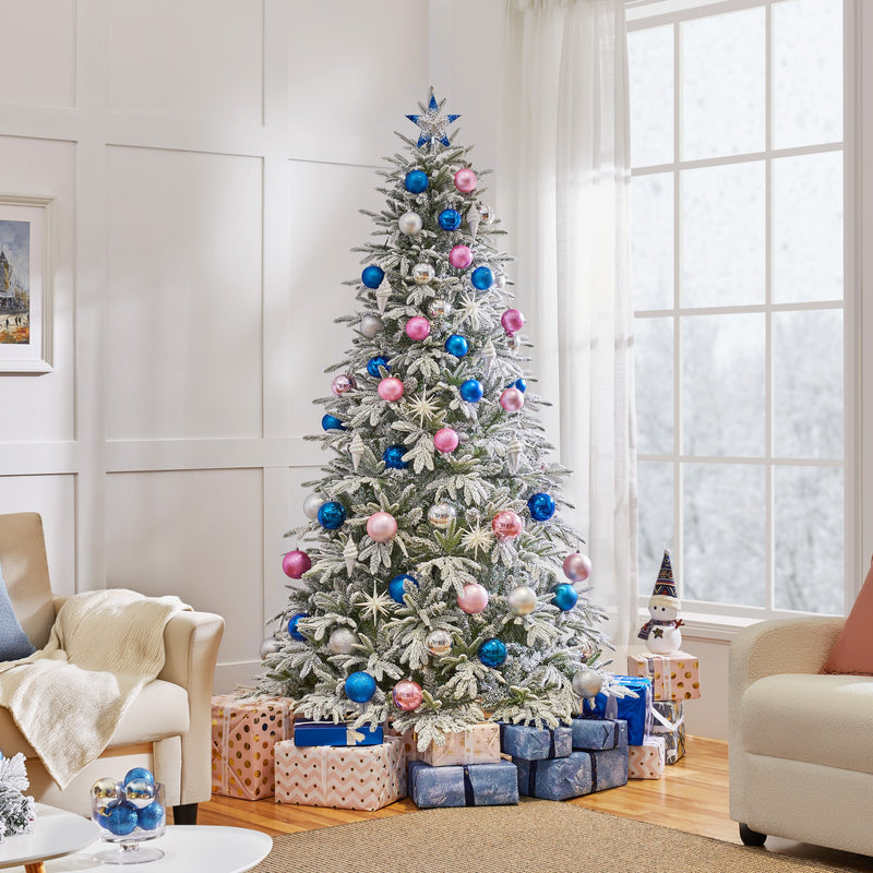 Yaheetech 6FT Pre-lit with LED Light Flocked Artificial Christmas Tree