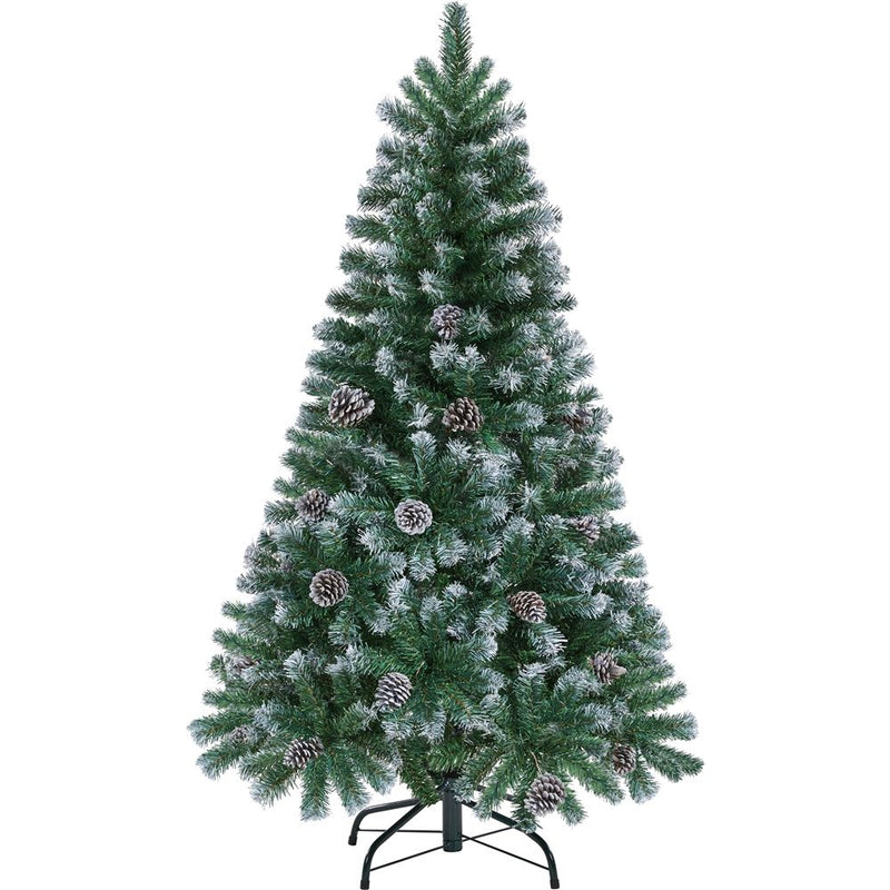 Yaheetech 4.5/6/7ft Pre-lit Frosted with Pinecones Artificial Christmas Tree