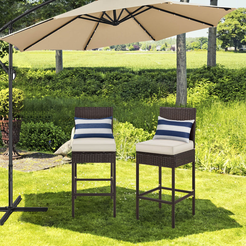Yaheetech 2pcs  PE Rattan Outdoor Bar Stool Set