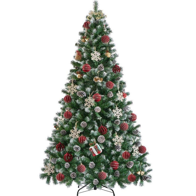 Yaheetech 6/7.5FT Pre-decorated Pinecones Frosted Artificial Christmas Tree