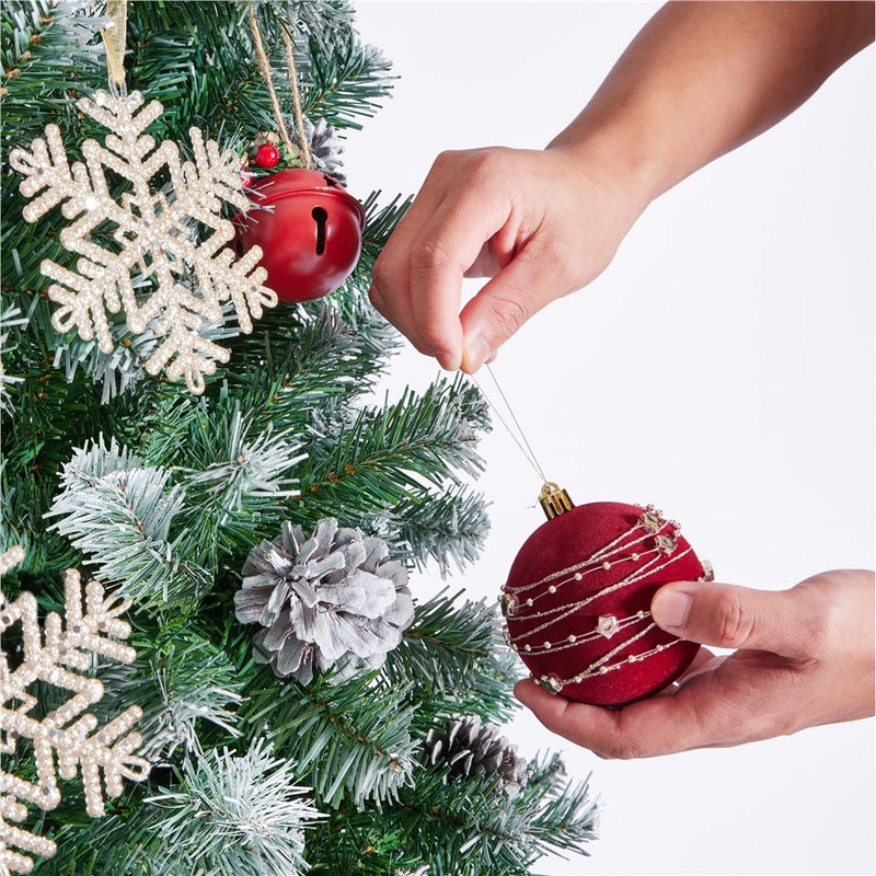 Yaheetech 6/7.5FT Pre-decorated Pinecones Frosted Artificial Christmas Tree