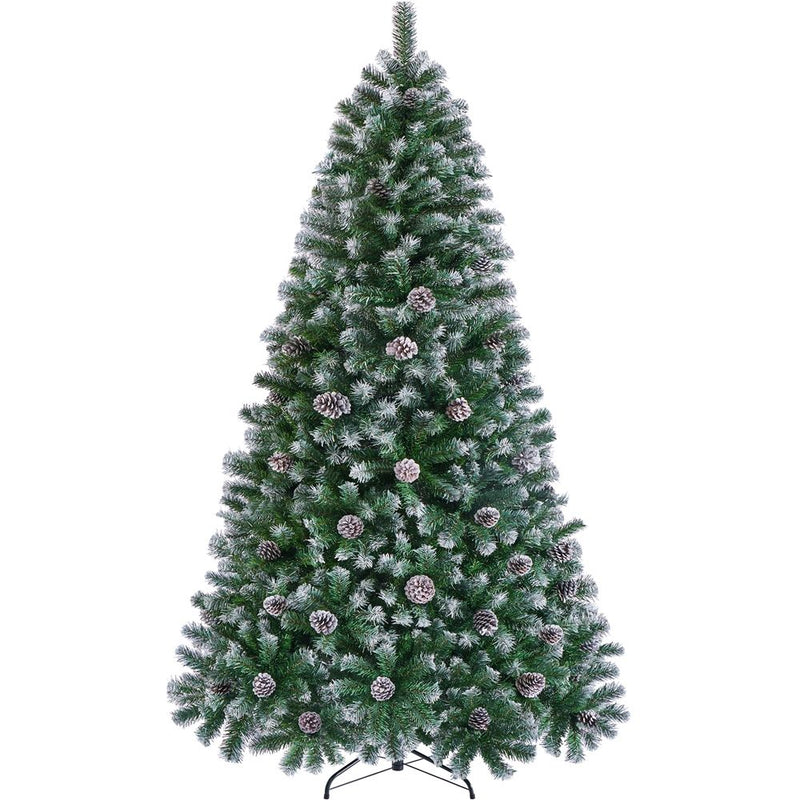 Yaheetech 4.5/6/7ft Pre-lit Frosted with Pinecones Artificial Christmas Tree