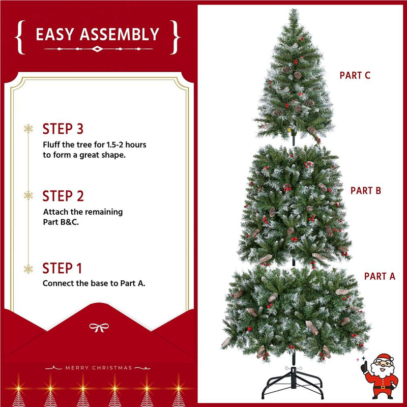 Yaheetech 7.5ft Pre-lit Frosted Artificial Christmas Tree