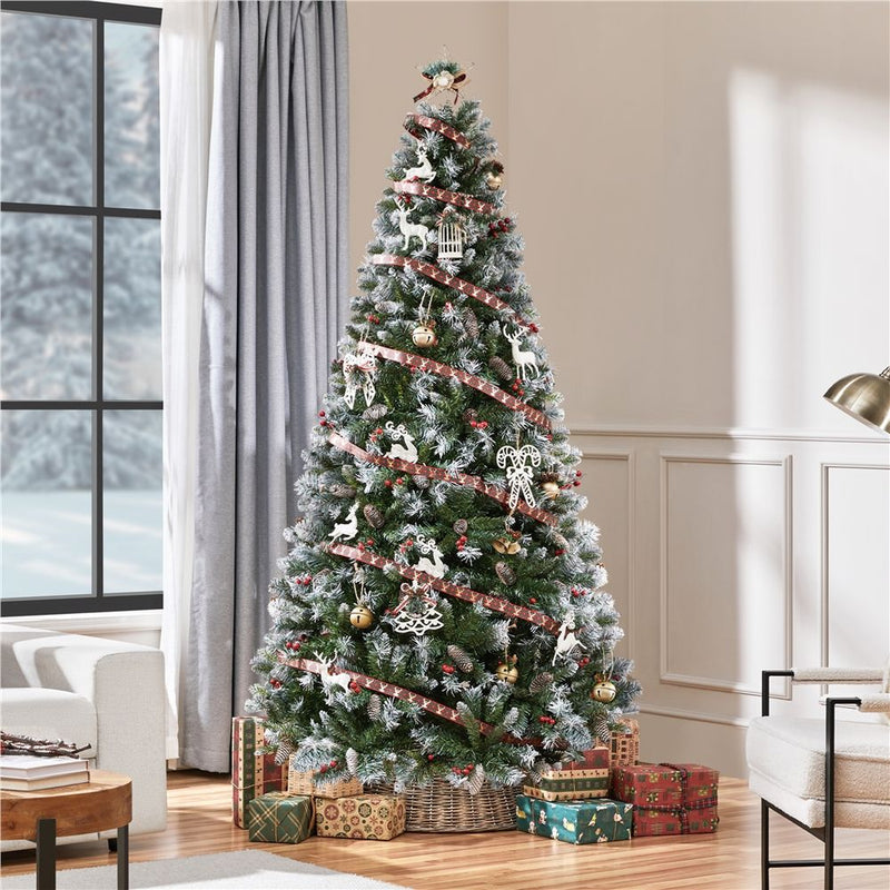 Yaheetech 7.5ft Pre-lit Frosted Artificial Christmas Tree