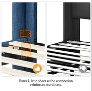 Upholstered Bed Frame with Wing Side, Navy Blue