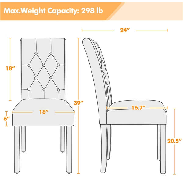 Yaheetech Modern Tufted Kitchen Chairs for Dining Room Living Room
