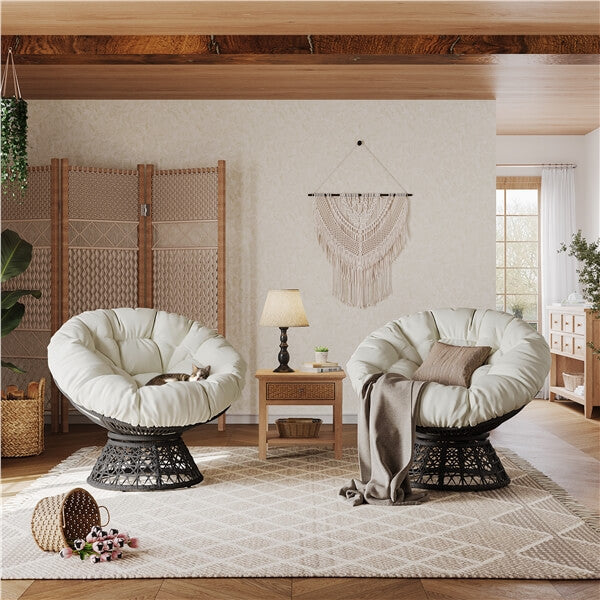 Yaheetech Indoor Papasan Chairs with Thick Tufted Cushions and Frame