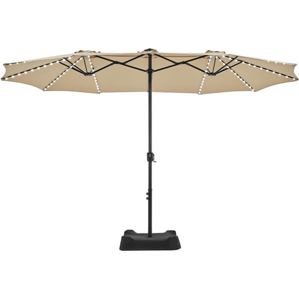 changeable patio umbrella Yaheetech 15 ft Large Patio Umbrella with Solar Lights